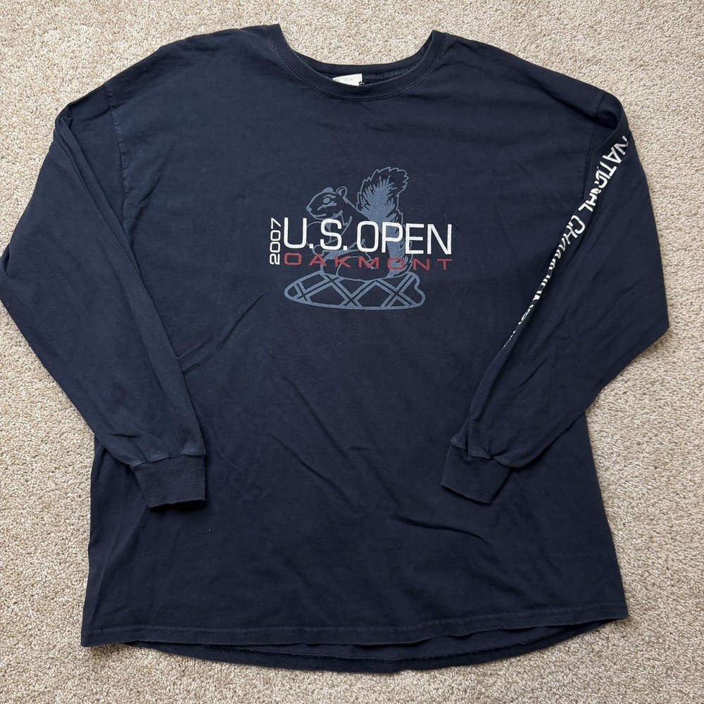US Open Oakmont 2007 Shirt Mens 2XL Blue Golf SDI Squirrel Long Sleeve USGA